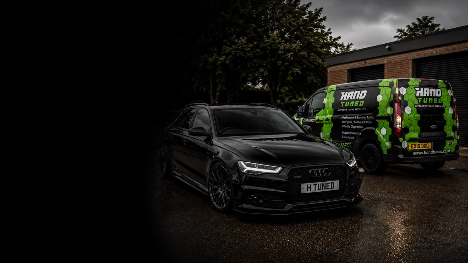 Hand Tuned Audi RS6 next to the Hand Tuned mobile service van