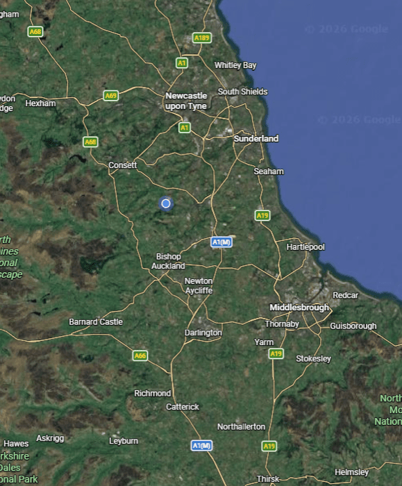 Map of the North East of England service area